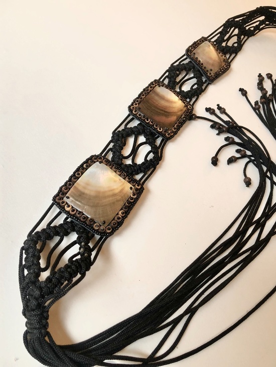 NWOT Embellished Abalone & Macrame Belt main image 16